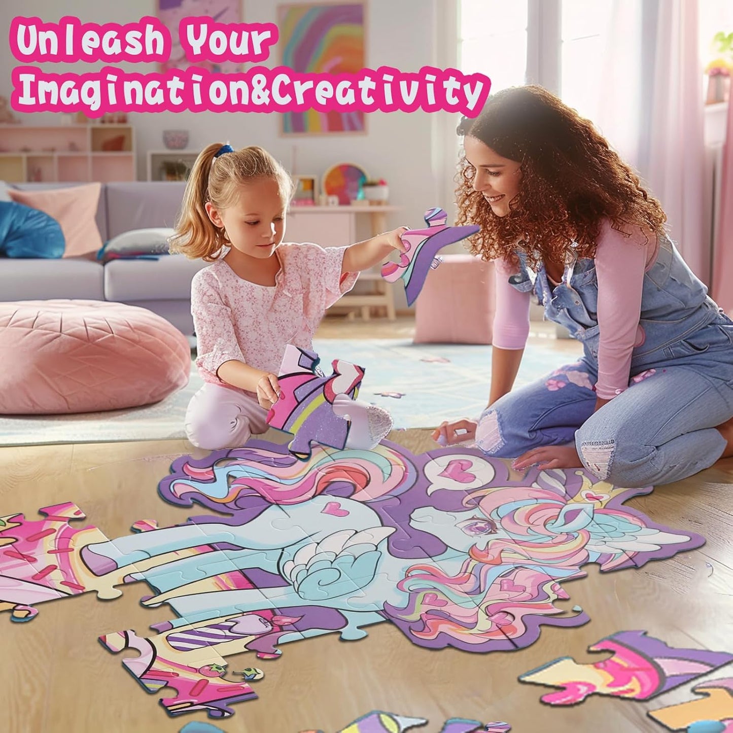 Jumbo Mermaid Floor Puzzle for Kids Ages 6-8 Year Old, Large Toddler Puzzle for Girls Ages 6 7 8 Year Old, Mermaid Girl Gift and Educational Toy for Birthday and Christmas