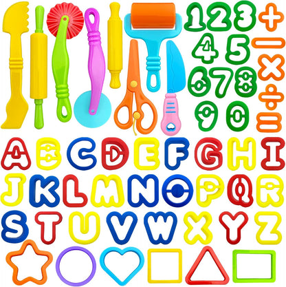 Dough Tool Kit,9 Pcs Basic Clay and Dough Tools Starter Set for Kids Includes Cutters Roller, Rolling Pins, Safety Scissors,Dough Extruder,Plastic Knife