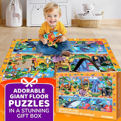 QUOKKA Floor Puzzles for Kids Ages 4-8 – 2x3 FT Giant Search and Find Jigsaw – 48 Large Pieces – Above and Beyond Observational Scene – Educatinal Montessori Toy with Gift Box – Fun Learning Activity