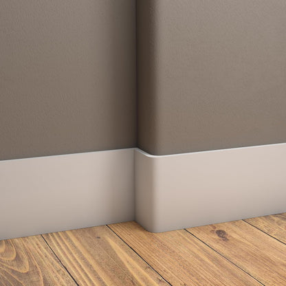 5.5" x 5/8" Rounded Outside Bullnose Corner Baseboard Molding and Trim Block for Thin Baseboard. Pine. (10)