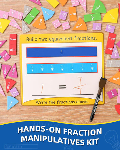 Magnetic Fraction Tiles & Fraction Circles Activity Classroom Set Math Manipulatives Educational Puzzle for Elementary School Fraction Magnets & Resources Montessori Learning Toys