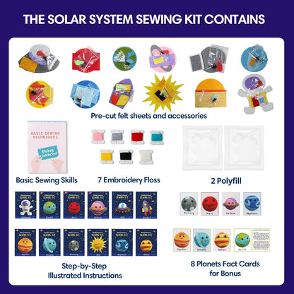 Flying Childhood Solar System Sewing Kit for Kids - Beginner Felt Craft Kits - Montessori Toys Gifts for Girls Boys 6 7 8 9 Toddler DIY Projects Classroom Must Haves
