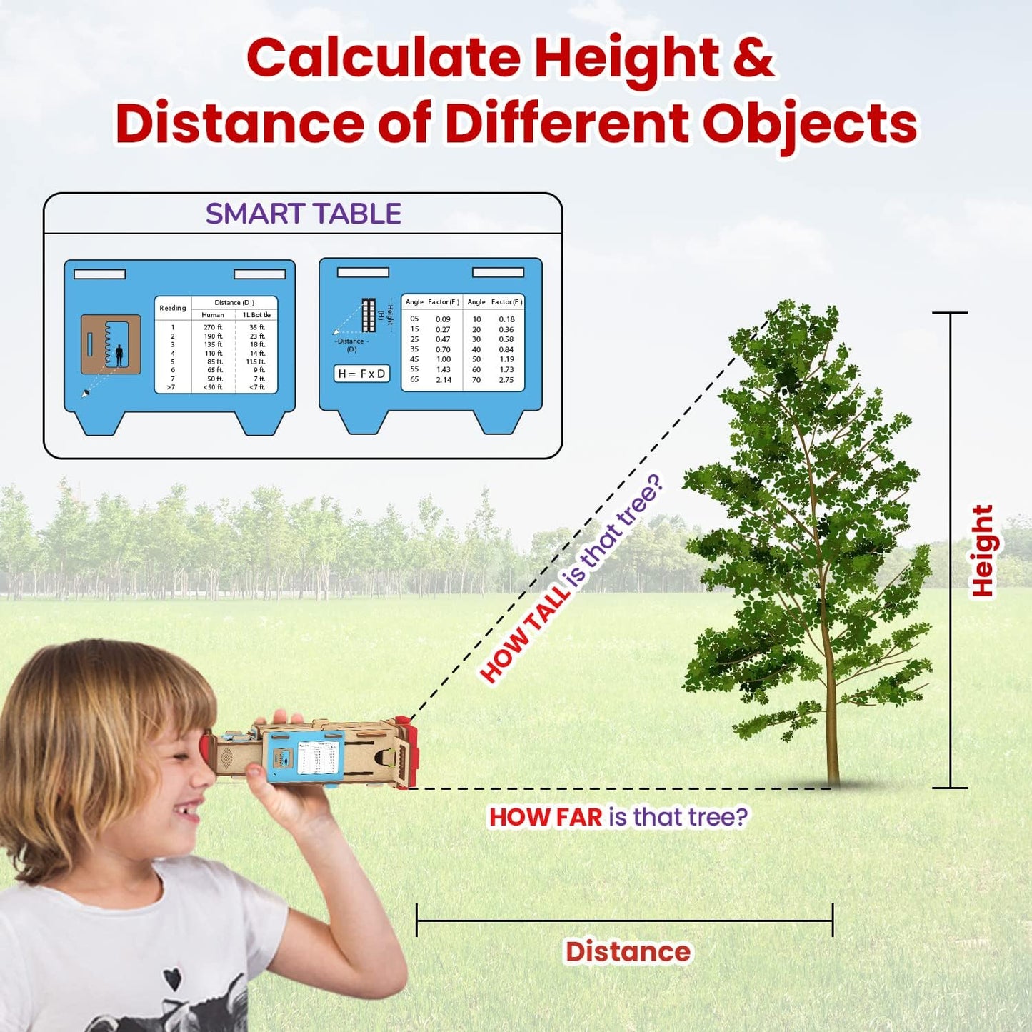 Smartivity Telescope STEM Toy for Kids Ages 8-14 Years | Measure Height & Distance | Cool Birthday Gifts Ideas for Boys & Girls | DIY Science Kit for 8,9,10,11,12,13,14 I Wooden Engineering Game