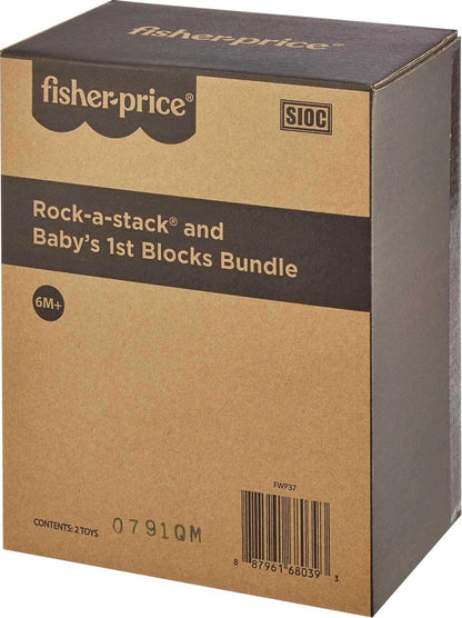 Fisher-Price Baby Stacking Toy Rock-A-Stack Rings with Roly-Poly Base for Ages 6+ Months, Made with Plant-Based Materials
