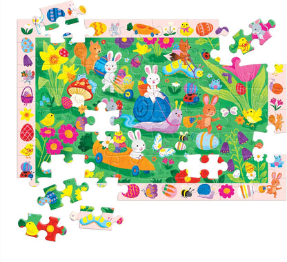 Mudpuppy Easter Egg Hunt — 64 Piece Search & Find Puzzle Featuring Adorable Spring Easter Scene and Over 40 Hidden Images to Find for Ages 4+