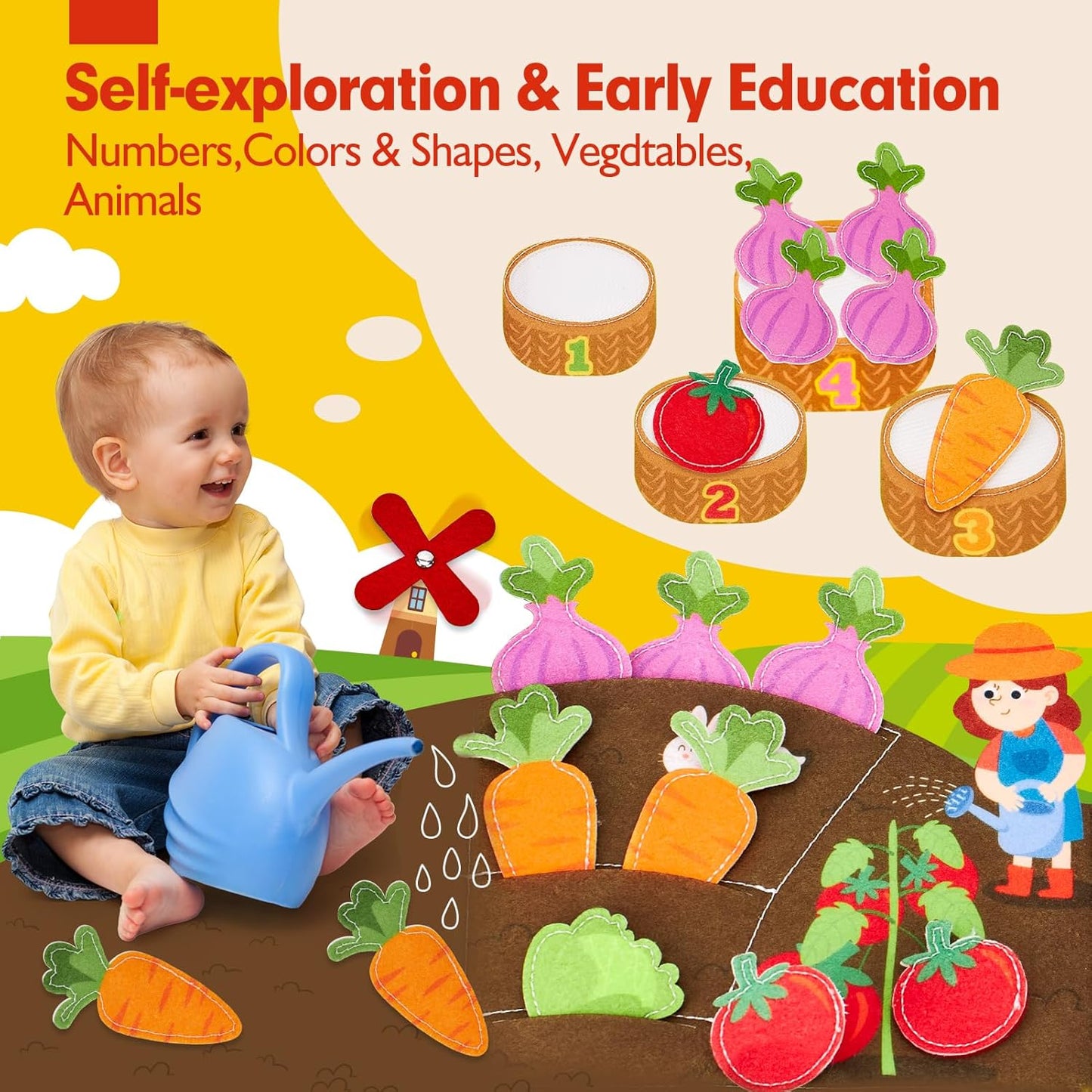 hahaland Busy Book for Toddlers 1-3 - Farm Animals Quiet Busy Board for 1 Year Old, Montessori Toys for 1 Year Old Boy Girl Gifts, Educational First Activity Books Felt Board Toddler Travel Toys