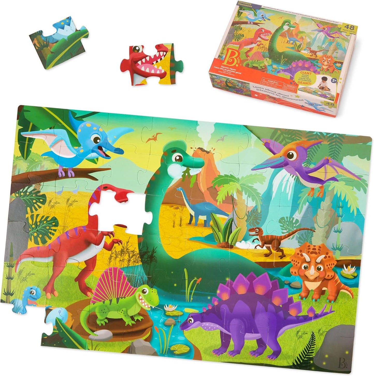 B. toys – Under The Sea Floor Puzzle – Kids Puzzles Jigsaw Puzzles – 48 Pieces Kids Puzzle with Ocean Animals – Educational 24 x 36-Inch Learning Toy for 3+ Years – Colorful Marine Life Adventure-Inch