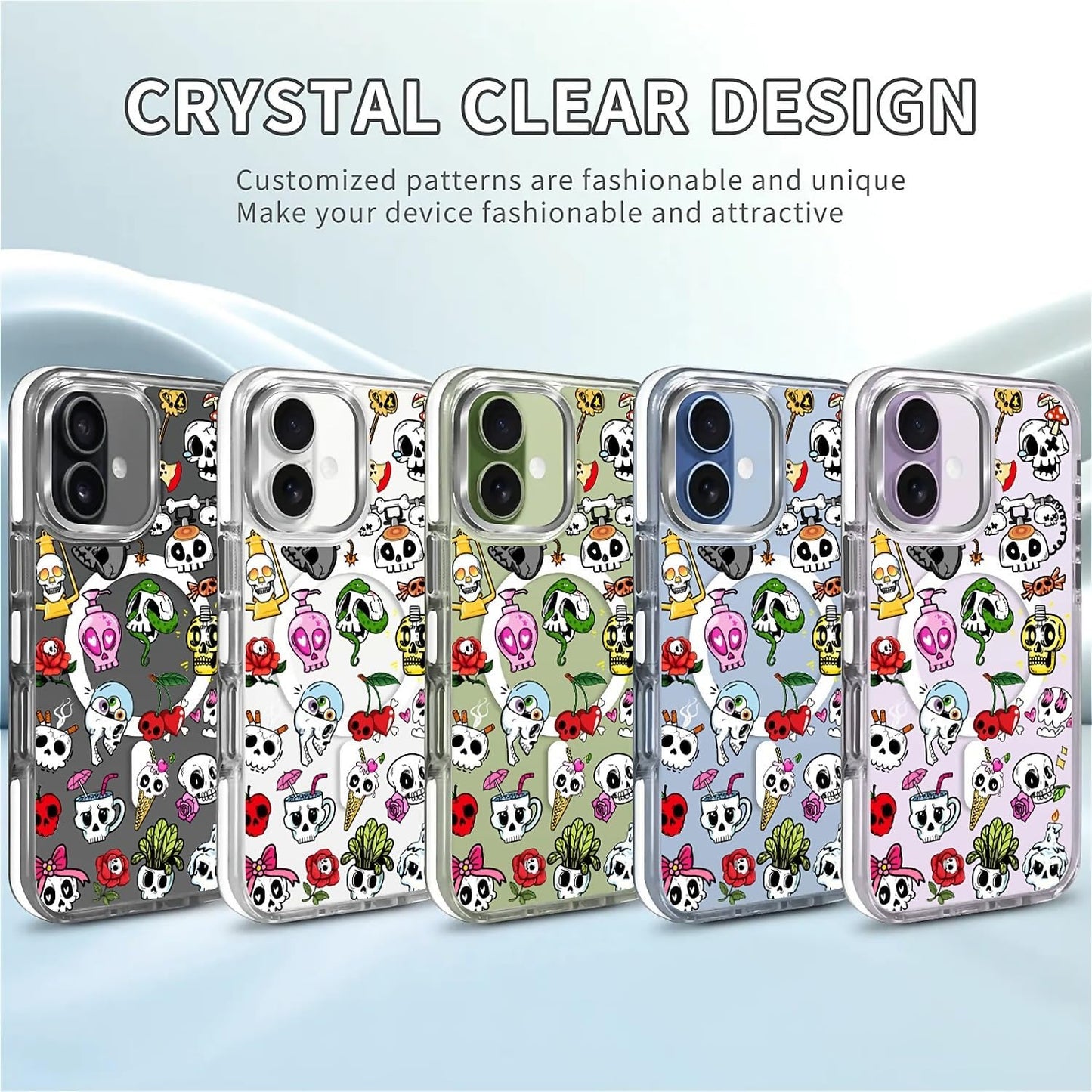 for iPhone 17 Pro Max Case [Compatible with Magsafe],Girls Women Clear Magnetic Case Silicone Shockproof Protective Cover with Pattern Colorful Motivational Letters