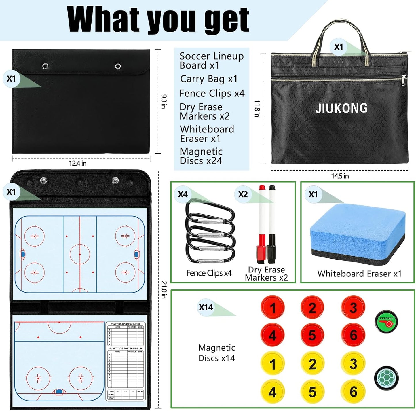 Magnetic Baseball Lineup Board for Dugout, 60 Magnets Coaching Clipboard with Dry Erase & Waterproof Bag – Dugout Organizer for Youth Baseball & Softball Coaches