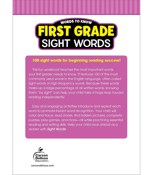 Words to Know Sight Words Workbook for First Grade—Reading Activities, Games, Flashcards, Handwriting, Sentences, Stories and Coloring Practice (320 pgs)