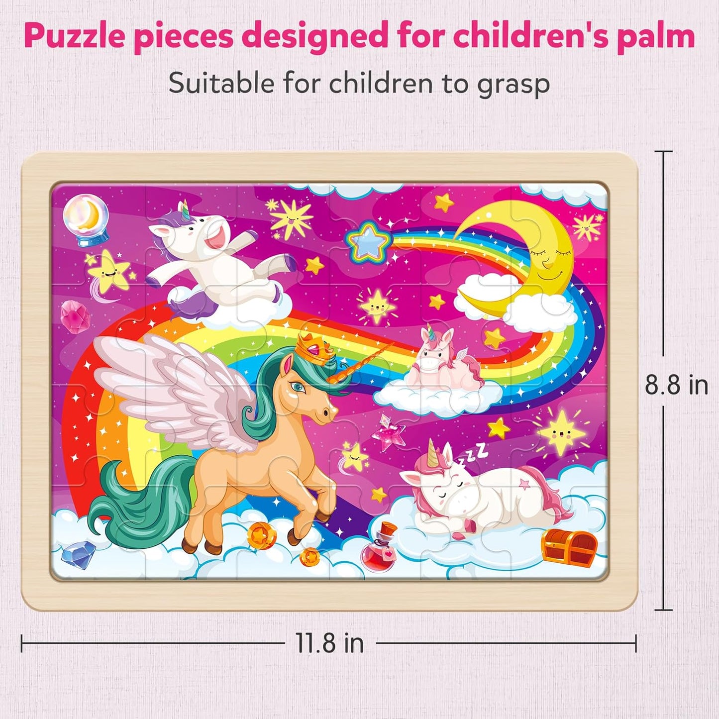 SYNARRY Large US World Earth Solar System Wooden Puzzles for Kids Gift Box(12.2 * 9.4 in), Puzzles for Toddlers 3-5, Wood Puzzles for Kids Ages 4-6, Easter Basket Stuffers Gifts for Kids
