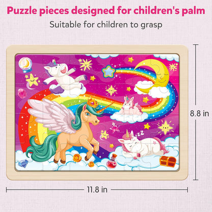 SYNARRY Large US World Earth Solar System Wooden Puzzles for Kids Gift Box(12.2 * 9.4 in), Puzzles for Toddlers 3-5, Wood Puzzles for Kids Ages 4-6, Easter Basket Stuffers Gifts for Kids