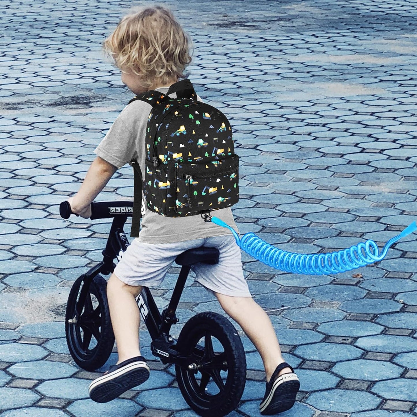 Accmor Toddler Backpack Leash, Mini Child Backpack with Anti Lost Wrist Link, Cute Kids Backpack Leash Walking Harness for Outdoor Travel, Small Excavator Backpack Tether for Baby Boys Girls Ages 1-3