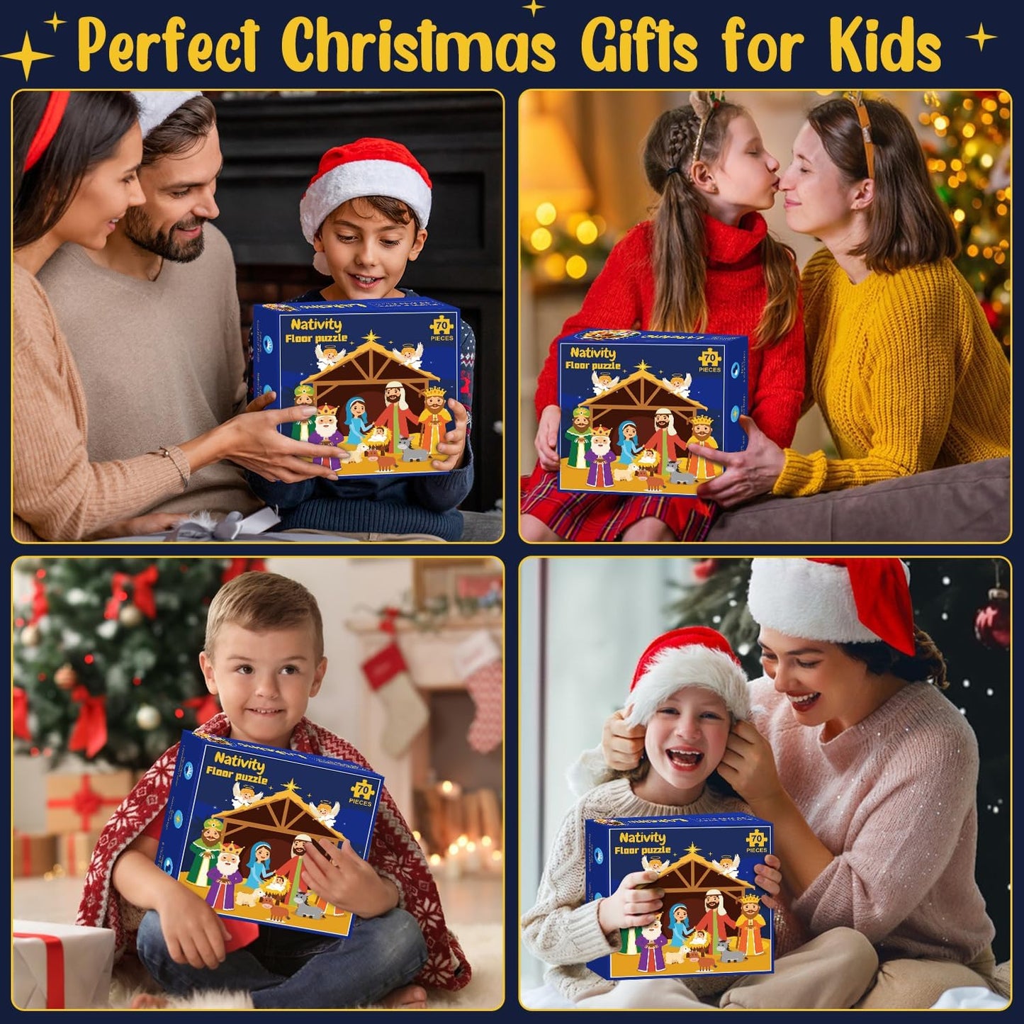 70pcs Easter Floor Puzzles for Kids Age 3-8, Easter Basket Stuffer Gifts for Kids Boy Girls Jumbo Bunny Puzzles Egg Hunt Party Favors