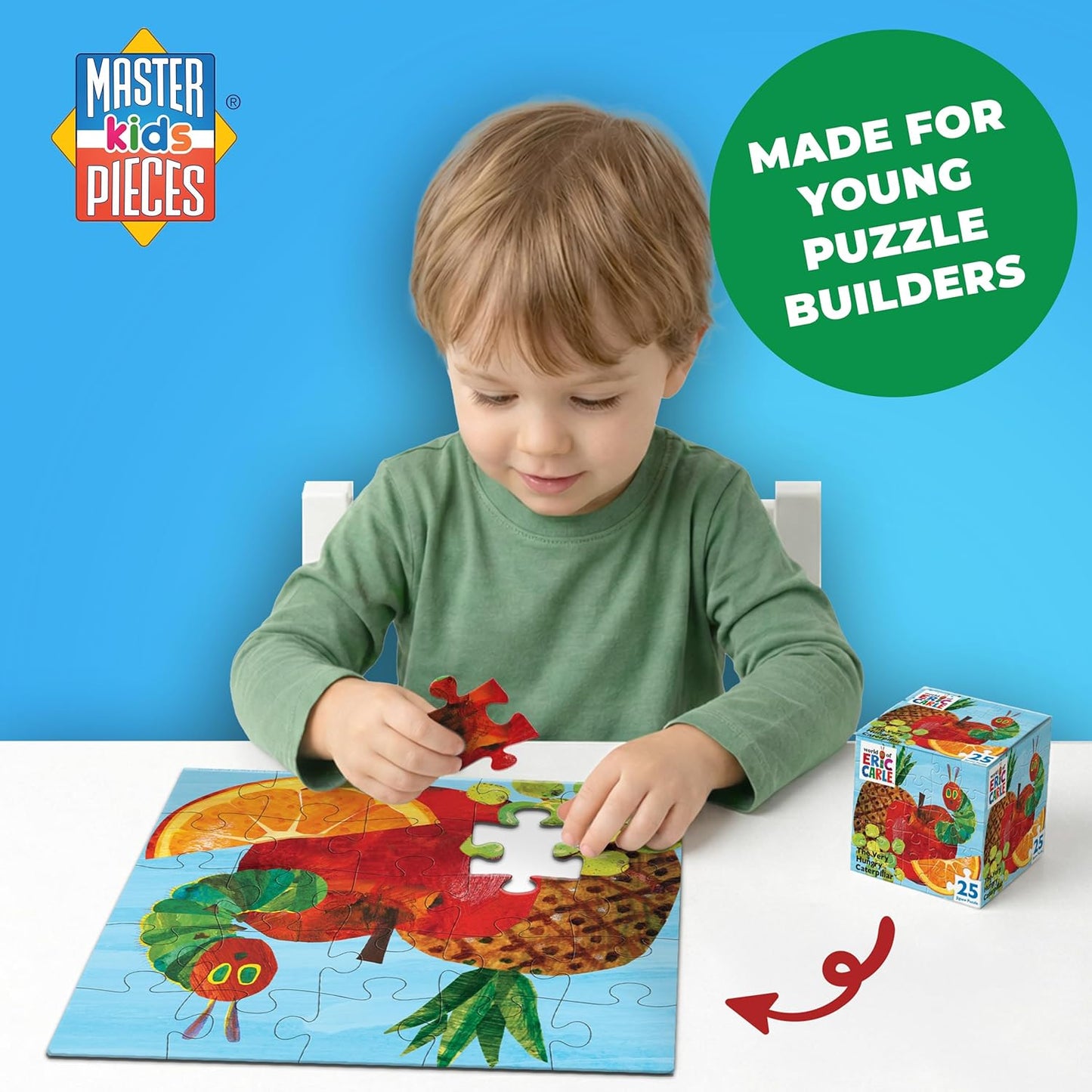 MasterPieces Officially Licensed 25 Piece Eric Carle Jigsaw Puzzle for Kids - Hungry Caterpillar - 10"x10"
