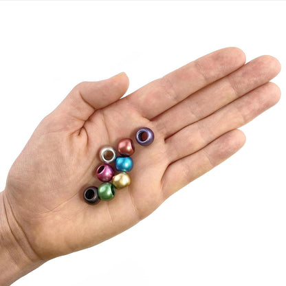 300 Acrylic Large Hole Beads for Crafts and for Hair 10mm x 12mm Acrylic Barrel Beads with 5.7mm Large Hole, Glossy Primary Assortment