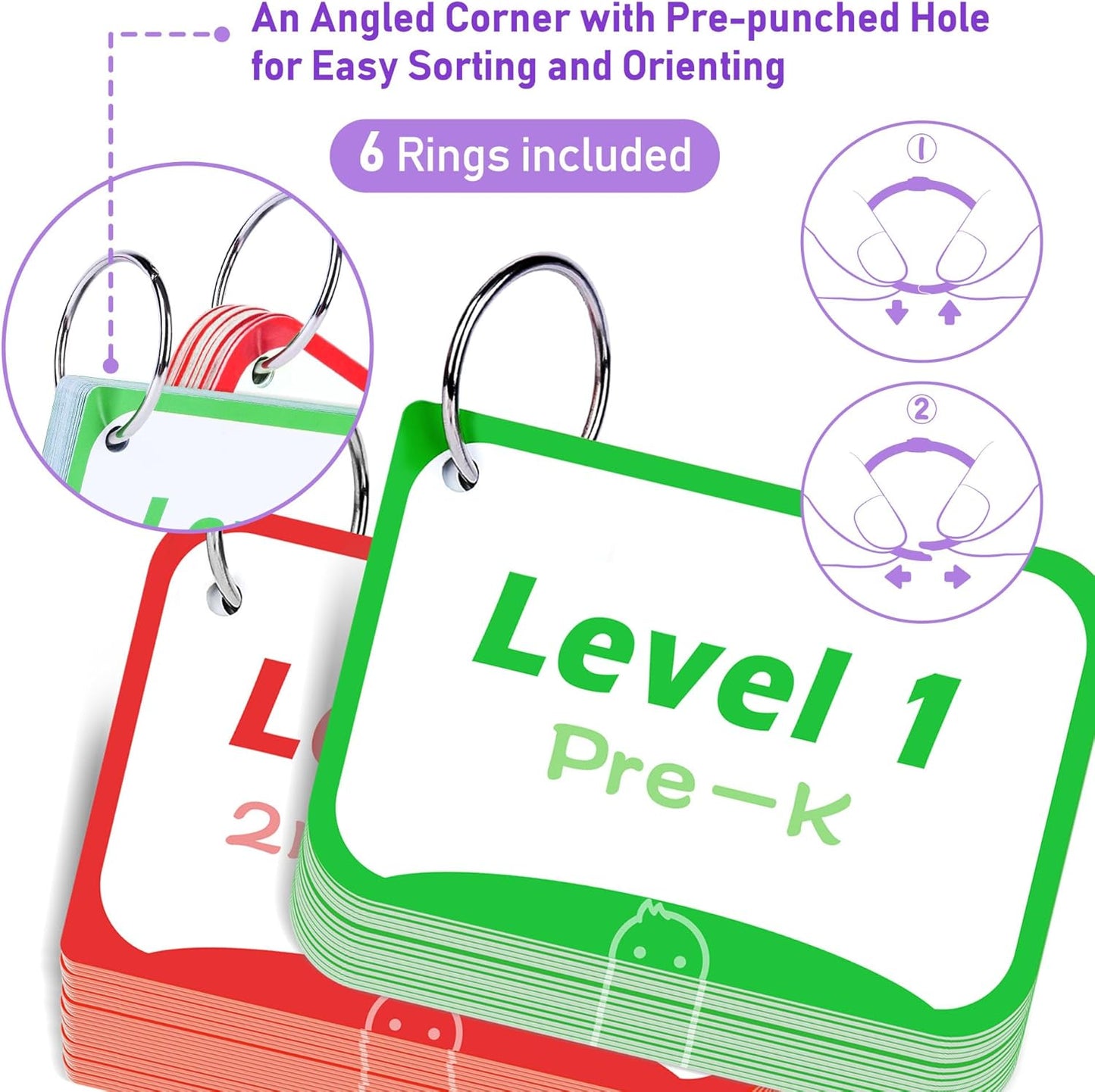 BenBen Sight Words & Phonics Flash Cards, 500 Sight Words & 24 Phonics, 800+ Words, Learn to Read Dolch & Fry High Frequency Site Words for Pre-k Kindergarten 1st 2nd 3rd Grade Kids Ages 3-9