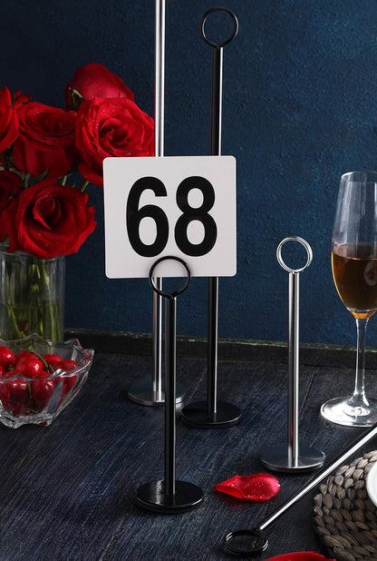 New Star Foodservice 23084 1-100 Double Side Plastic Table Numbers, 4" x 4" Inch, Light Grey on Black