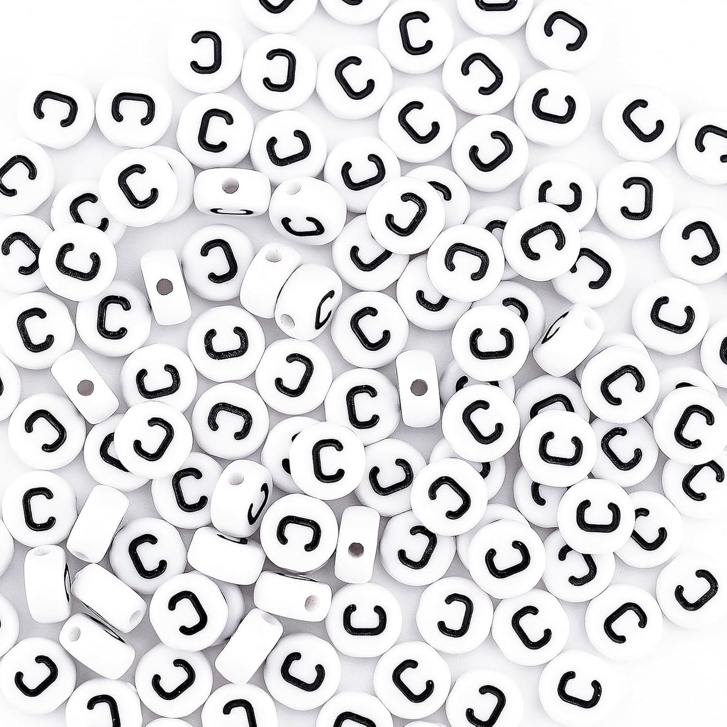 300Pcs Vowel Letter Pony Beads for Charms Bracelets Making 4X7mm Individual Round White Alphabet Beads U