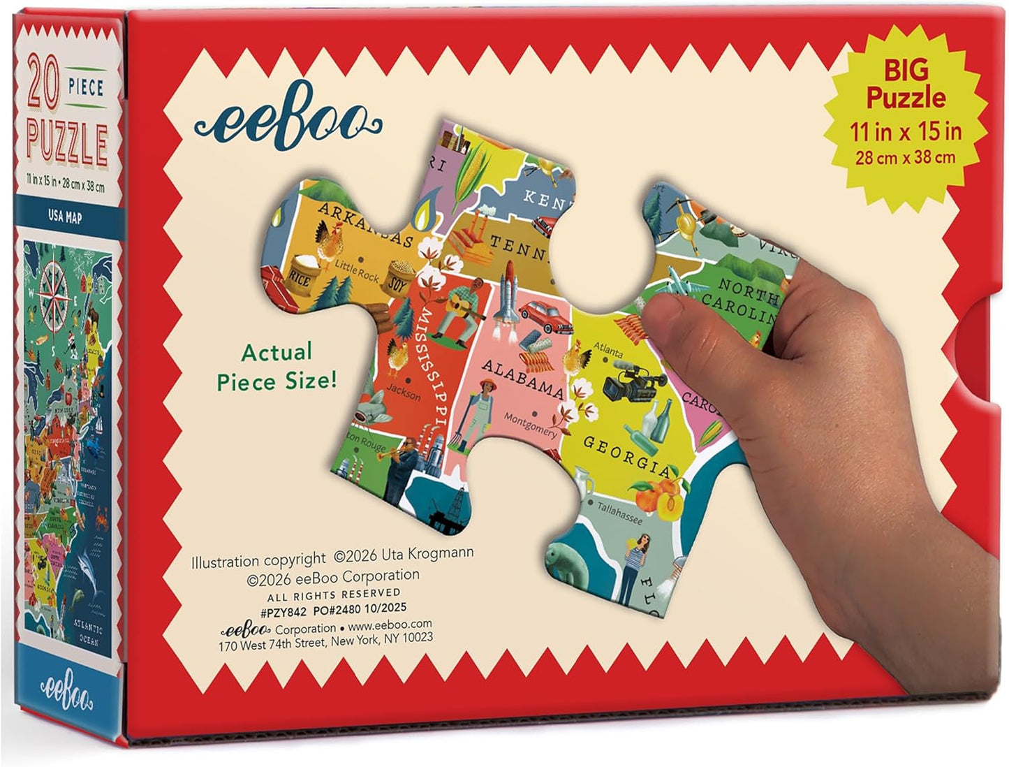 eeBoo 20 Piece Giant Floor Puzzle - Learn The Alphabet Children's Puzzle Letters & Object Themed, Large Pieces for Small Hands to Develop Motor Skills