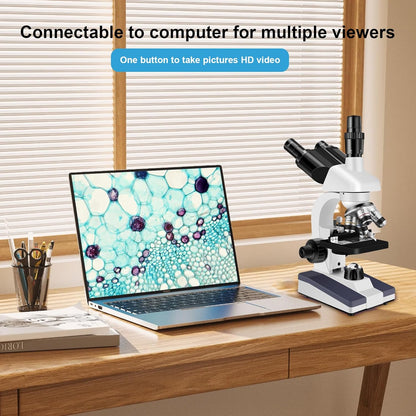 Microscopes for Adults WF10x and WF25x eyepieces Compound Microscope with Microscope Slides, Microscopes Kit for Kids Students Home School (Monocular Microscope with Big Bundle)