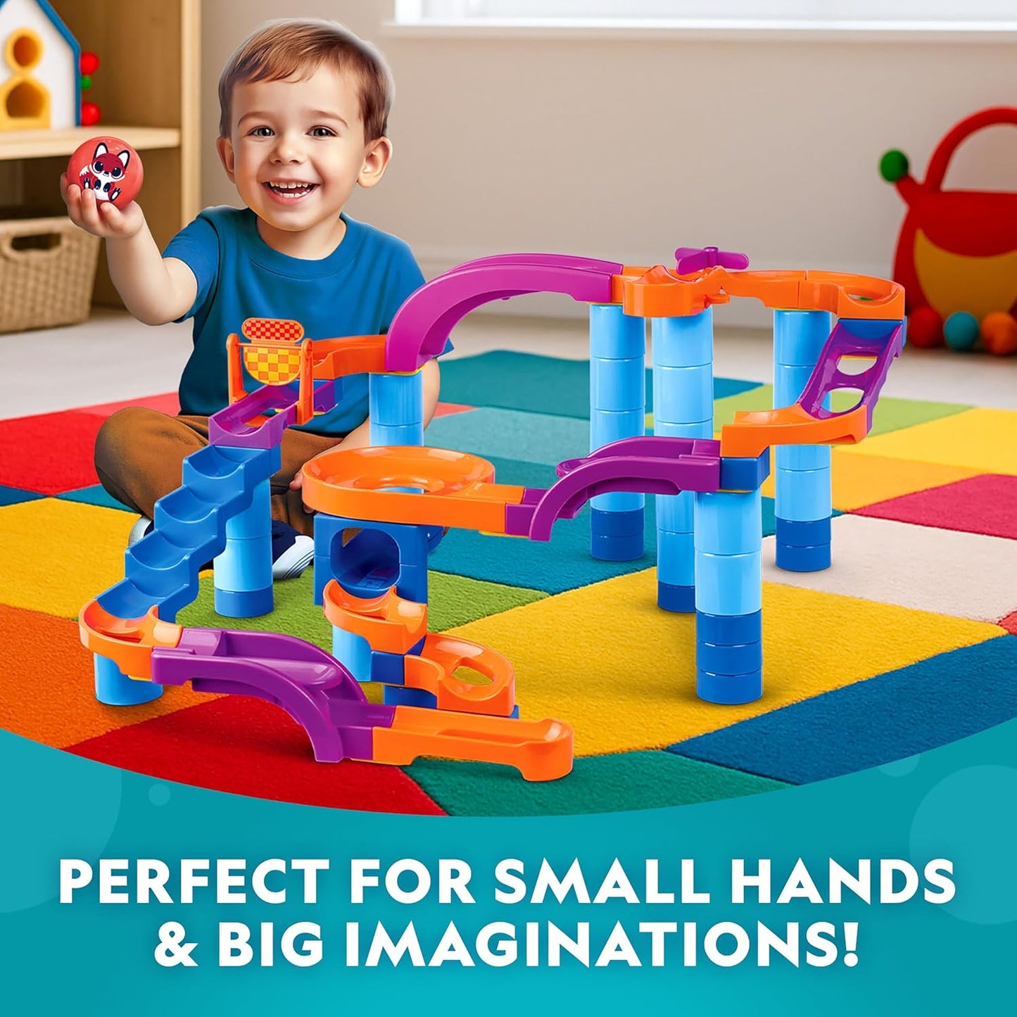 National Geographic Kids Junior Jumbo Marble Run – 35-Piece Ball Drop Toy with Kid-Safe Balls, Buildable Marble Run Maze for Toddlers & Preschoolers Ages 2+