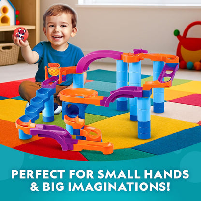 National Geographic Kids Junior Jumbo Marble Run – 35-Piece Ball Drop Toy with Kid-Safe Balls, Buildable Marble Run Maze for Toddlers & Preschoolers Ages 2+