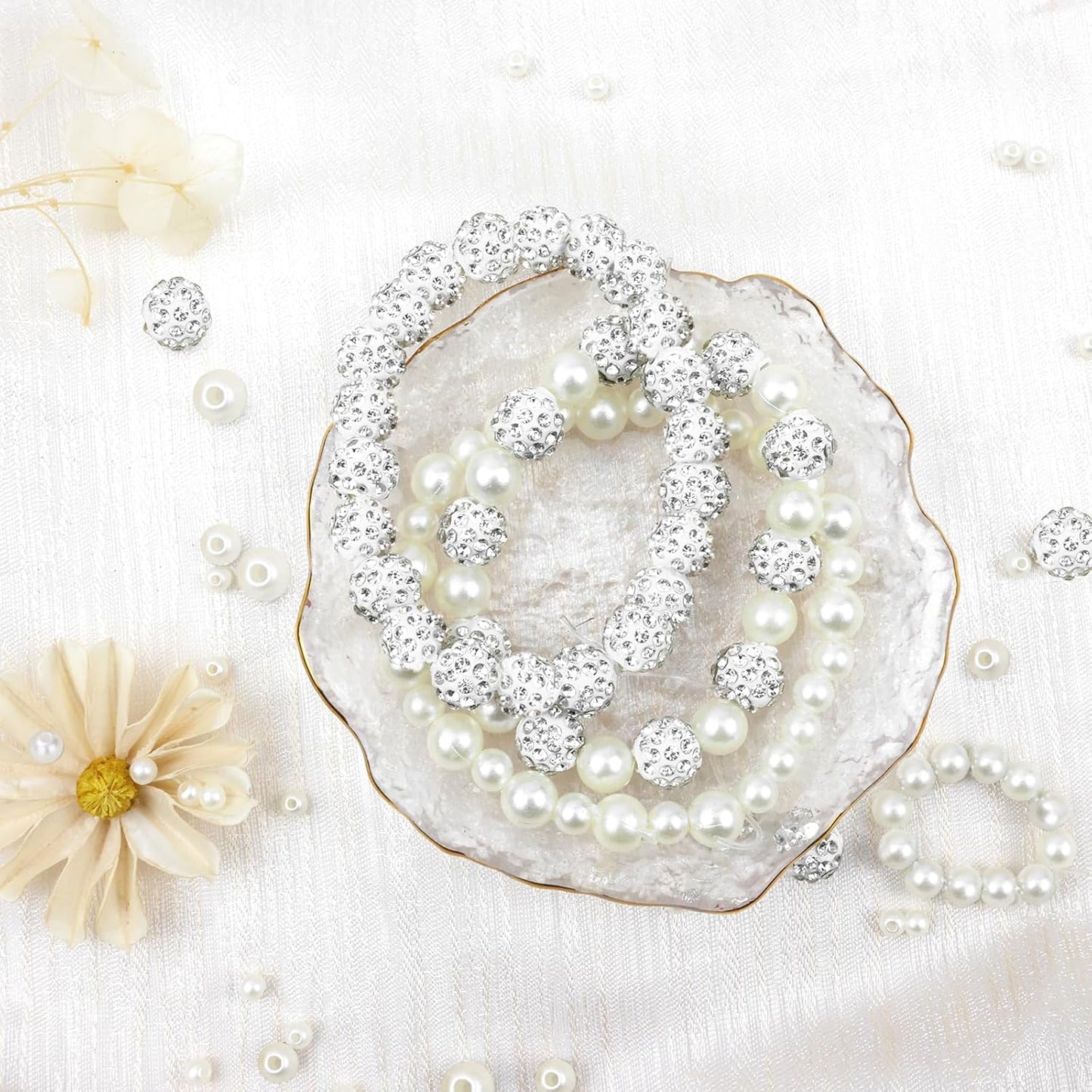 Hpebl 2136PCS Beads for Bracelets Pearl Bracelet Making Kit Friendship Bracelet Kits Bracelet Bead Kits Small Pearl Bead and Gold Beads Beading Kit for Bracelets Jewelry Making Kit