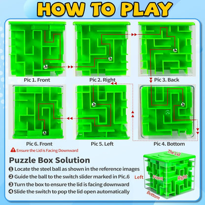 2 Pack Money Puzzle Gift Box, 3D Maze Puzzle Boxs Games Toy Gravity Memory Cube Ball Puzzle Educational Toys Gifts for Kids Boys Girls Students Teens Adults,Green and Blue