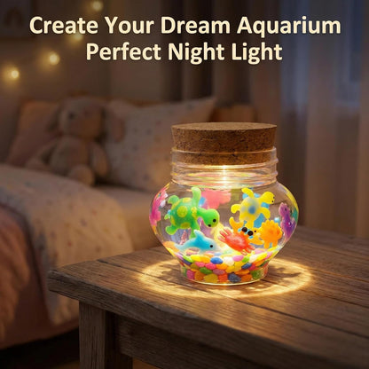 AGENTLAN Magic Water Elf Toy Kit，Aqua Fairy Squishy Making kit with 10 Water gels&8 molds,Magic Jelly elf,Glow in the Dark Water Pets Craft Kits,Sensory Toy Gift Ages 3 4 5 6 7 8 9