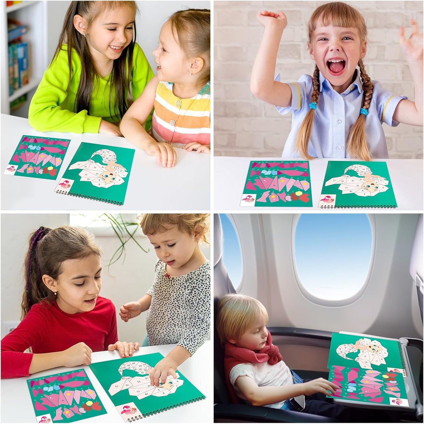 3PCS Sticker Paint Number Books Crafts for Kids Ages 4-8,8-12 Animal Dinosaur Ocean Sticker Book Stickers for Kids Boys Girl Adults for Birthday Party Favors Gift Travel Toy Daycare Activity
