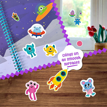 Stick4Ever Jelly Sticker Book - for Kids - Waterproof, Easy to Clean Reusable Sticker Book for Toddlers- Reusable Road Trip Activities for Kids - Stocking Stuffers for Toddlers (Wonderland)