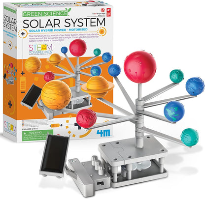 4M: Green Science: Solar System - DIY Motorized Rotating Planetarium Model, Solar & Battery Hybrid Power, STEM Building & Activity Set, Kids Ages 5+