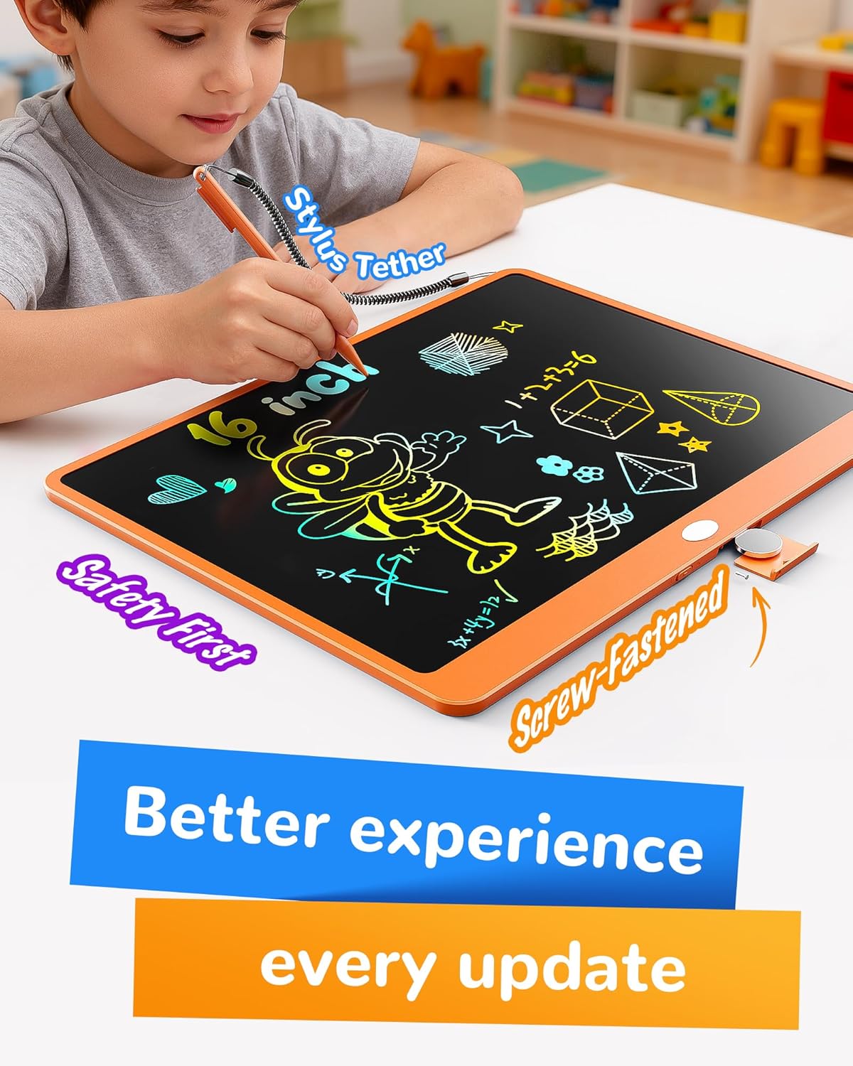 KOKODI LCD Writing Tablet, 12 Inch Colorful Toddler Doodle Board Drawing Tablet, Erasable Reusable Electronic Drawing Pads, Educational and Learning Toy for 3-6 Years Old Boy and Girls(Blue)