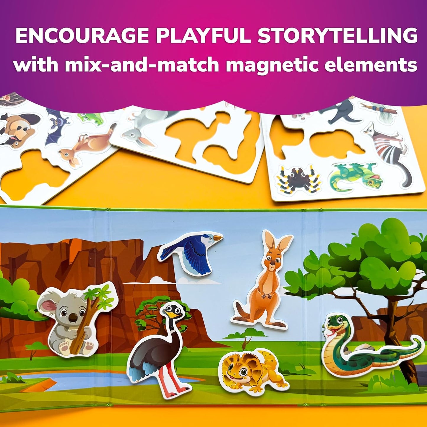 QUOKKA Travel Magnetic Puzzles for Toddlers 1-3 – 20+Pcs Farm Toy Game with Extra-Long Play Book – Fun Travel Game for Kids Ages 3-5 – Strong Magnets for Car Activities – Fun Toddler Puzzle Ages 2-4