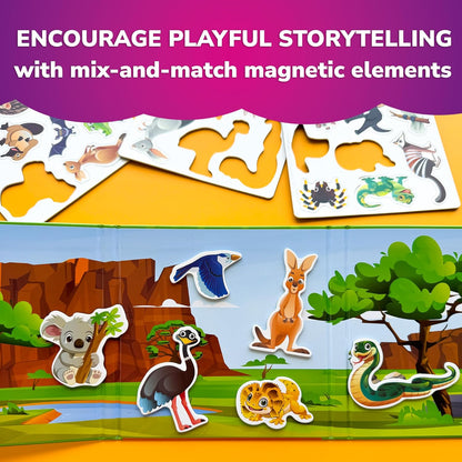 QUOKKA Travel Magnetic Puzzles for Toddlers 1-3 – 20+Pcs Farm Toy Game with Extra-Long Play Book – Fun Travel Game for Kids Ages 3-5 – Strong Magnets for Car Activities – Fun Toddler Puzzle Ages 2-4