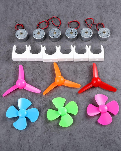 Sntieecr 6 Set 131 PCS DC Motors Kit, Mini Electric Motor 1.5-3V 15000RPM with 66 PCS Plastic Gears, Shaft Propeller, Bulbs, Buzzer Sounder, Science Experiment Set for Kid DIY STEM Engineering Project