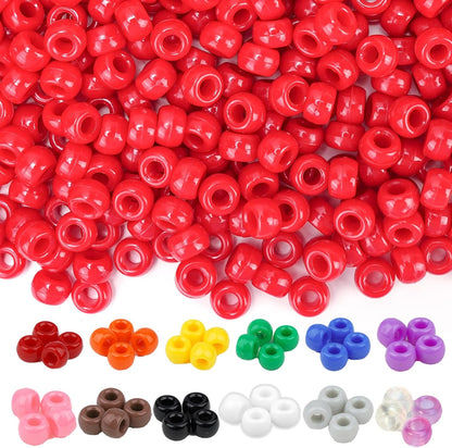 Dowsabel Brown Pony Beads Bulk 1000 Pcs 6x9mm, Large Hole Kandi Hair Beads for Braids Bracelets, DIY Friendship Bracelets Necklaces Jewelry Making Crafts and Gifts