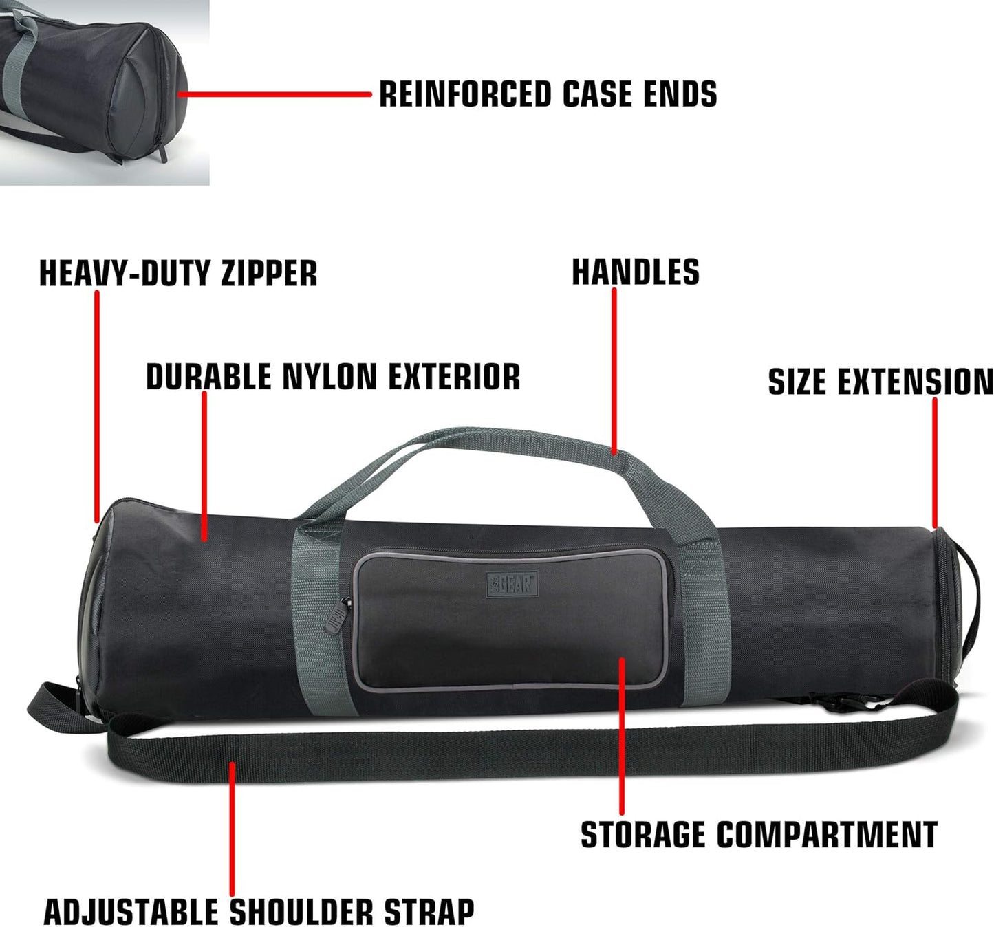 USA Gear Refractor Telescope Case - Holds Telescopes/Tripod 21 to 35 inches - Adjustable Extension, Storage Pocket, Strap - Compatible with ToyerBee, Gskyer, NASA, Celestron Telescope Bags and Cases