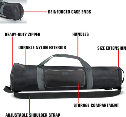 USA Gear Refractor Telescope Case - Holds Telescopes/Tripod 21 to 35 inches - Adjustable Extension, Storage Pocket, Strap - Compatible with ToyerBee, Gskyer, NASA, Celestron Telescope Bags and Cases