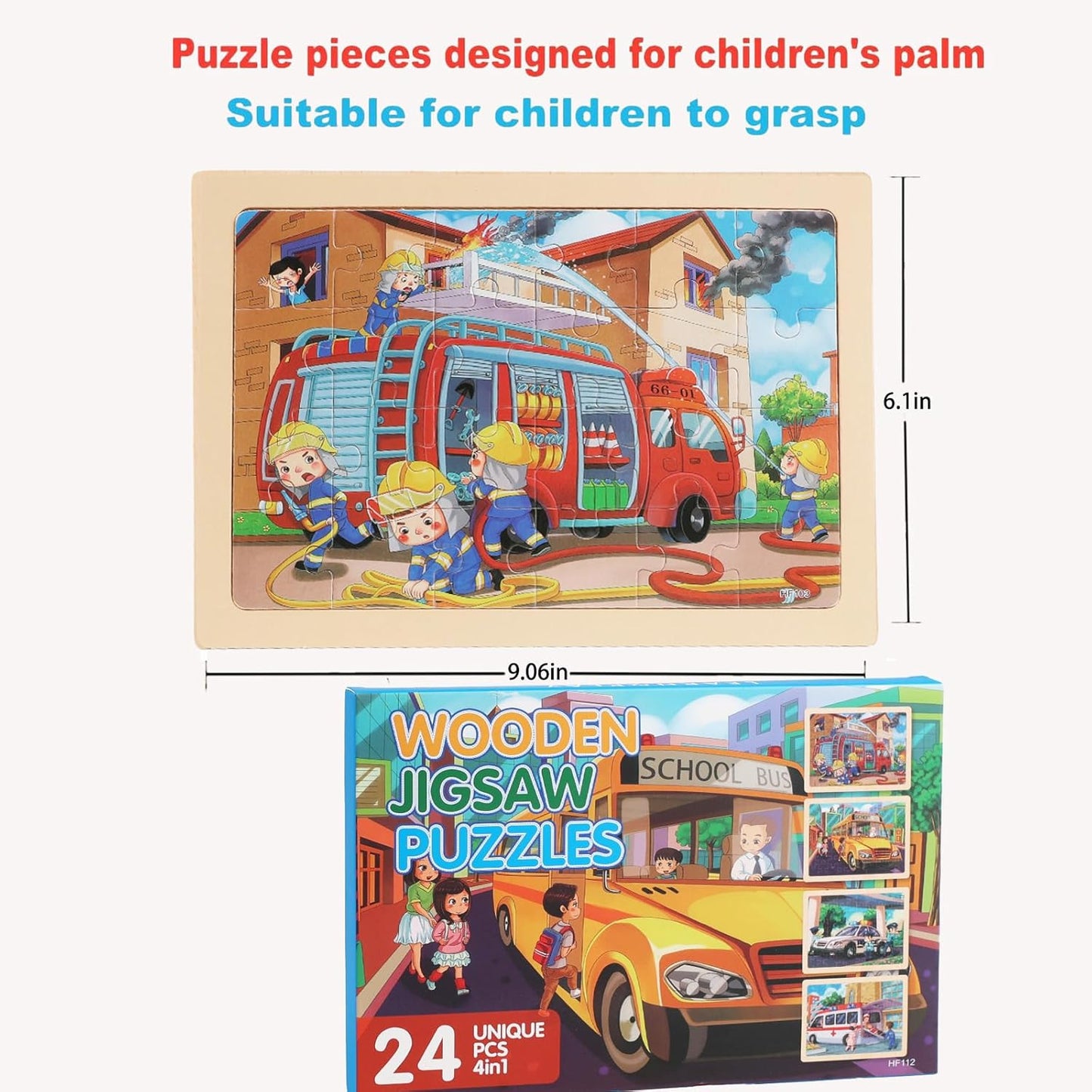 4 Sets of Wooden Puzzles, Each Set has 24 Pieces, Including Castle Unicorn Princess, for Toddlers 3-5, Puzzles for Kids Ages 4-6, Preschool Educational Brain Teaser Toys for Girls 3 4 5 6 Years Old.