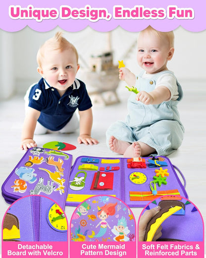 Exorany Busy Board Montessori Toys for Toddler Boys & Girls Birthday Gifts, Sensory Toys for Toddlers, Educational Travel Preschool Toddler Activities Learning Fine Motor Skills