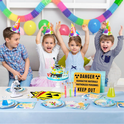 WERNNSAI Science Party Decorations - 48 Pcs Science Plates and Napkins Mad Scientist Birthday Decoration Chemistry Party Plates Set Little Scientist Labratory Favors Serves 16 Guests