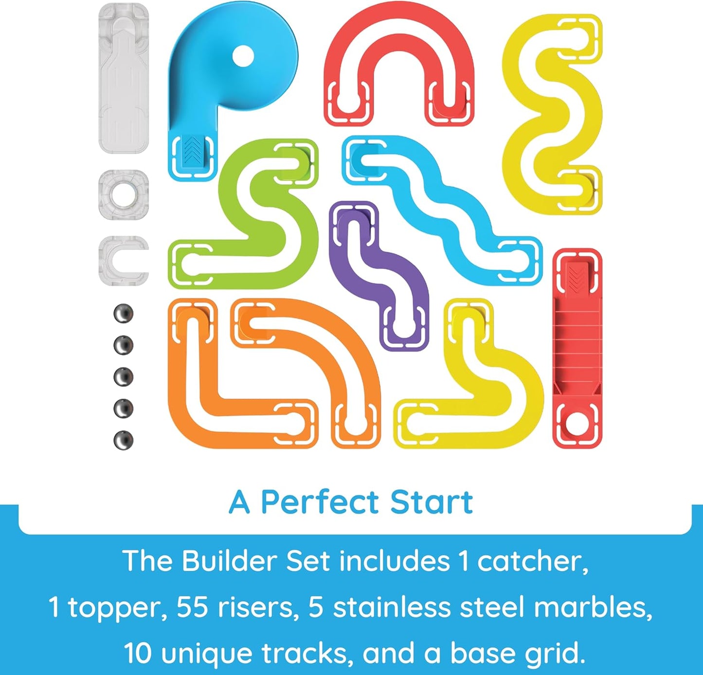 Fat Brain Toys Trestle Tracks Builder Marble Run Set, 73-Piece Modular Marble Track, STEM Toys for Kids, Fun Science Kits for Girl and Boy Ages 8-13+