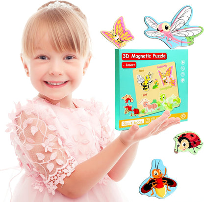 Magnetic Puzzles for Kids Ages 1-3, Travel Toddler Puzzles Ages 2-4 Year, Excavator Refrigerator Magnet for Kids Learning Gift for Road Trip