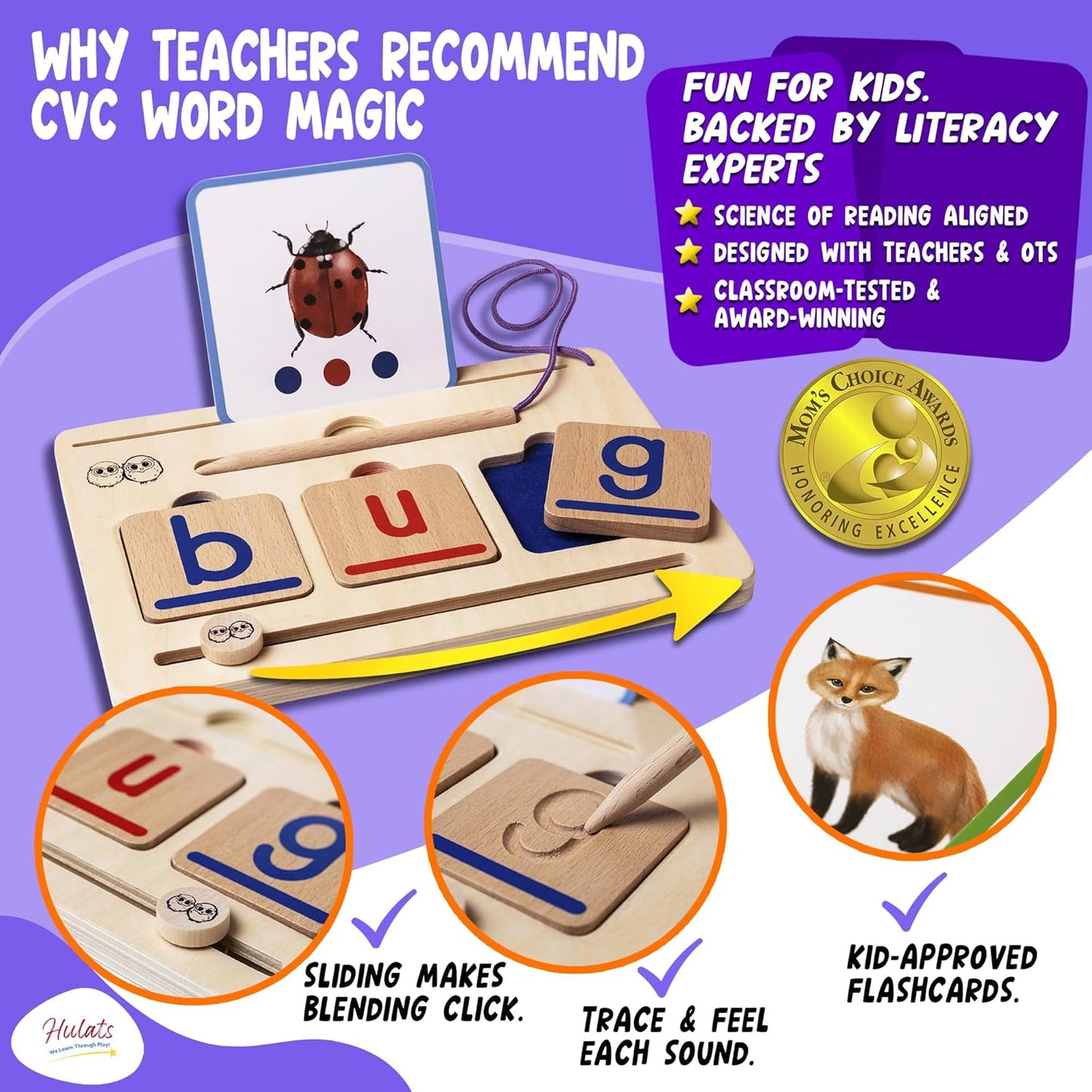 CVC Word Magic: Montessori Reading Game for Kindergarten Phonics Mastery, Learn to Read & Write 50 Sight Words for Toddlers 2-4 Years, Montessori Toy for 2+ Year Old, Letter Tracing Tiles, Flash Cards