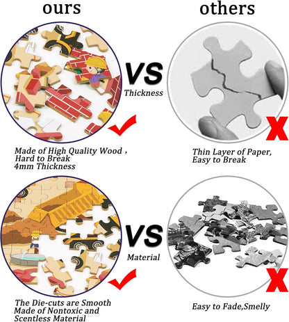 LELEMON 100 Pieces Jigsaw Puzzles in a Metal Box for Kids Age for 4-8 Boys Girls Toy Puzzles Construction Site Vehicles Children Learning Educational Puzzles Toys
