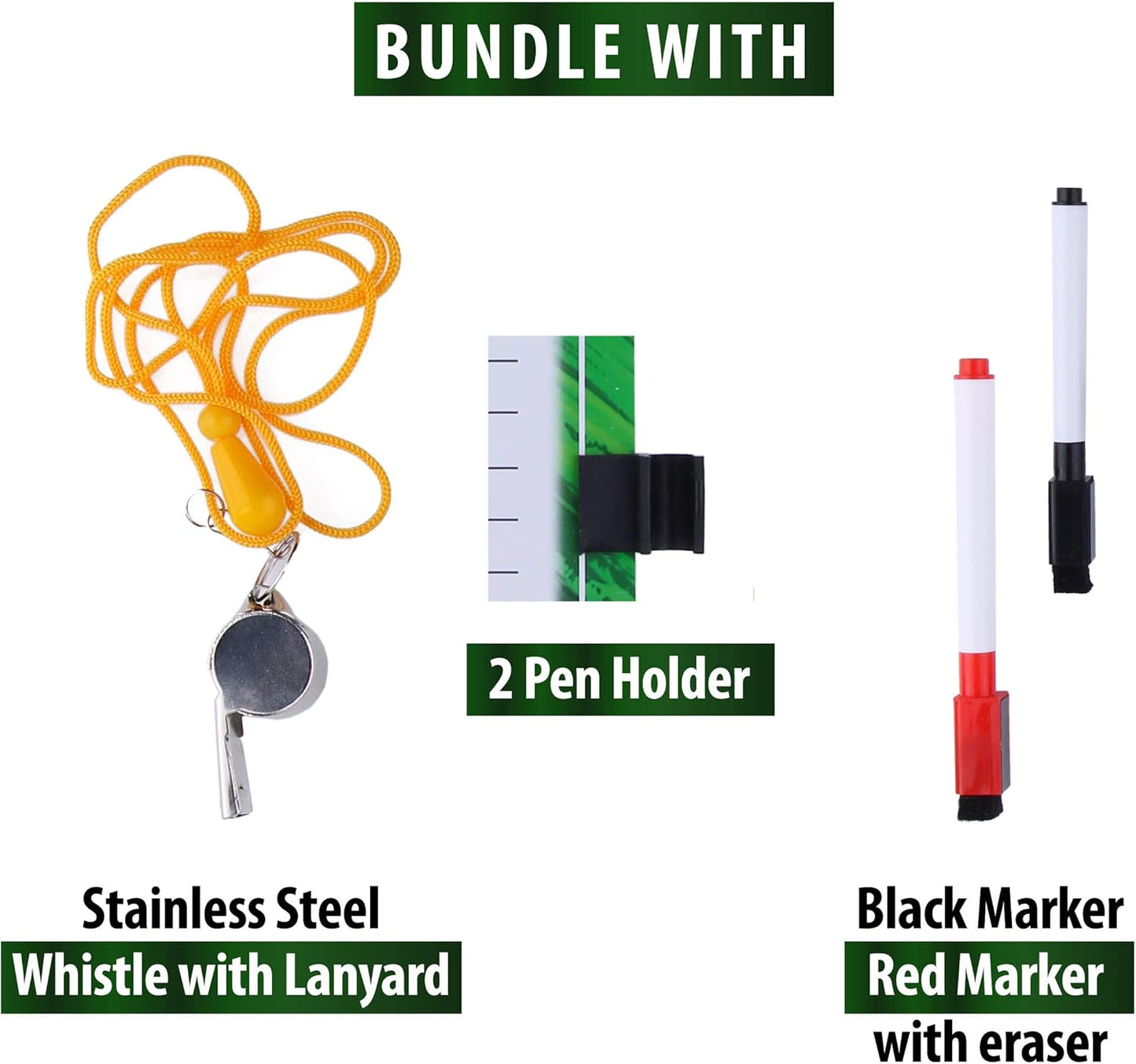 Dry Erase Coaches Clipboard - Includes Whistle and Dry Erase Markers - Double Sided Coach Whiteboard