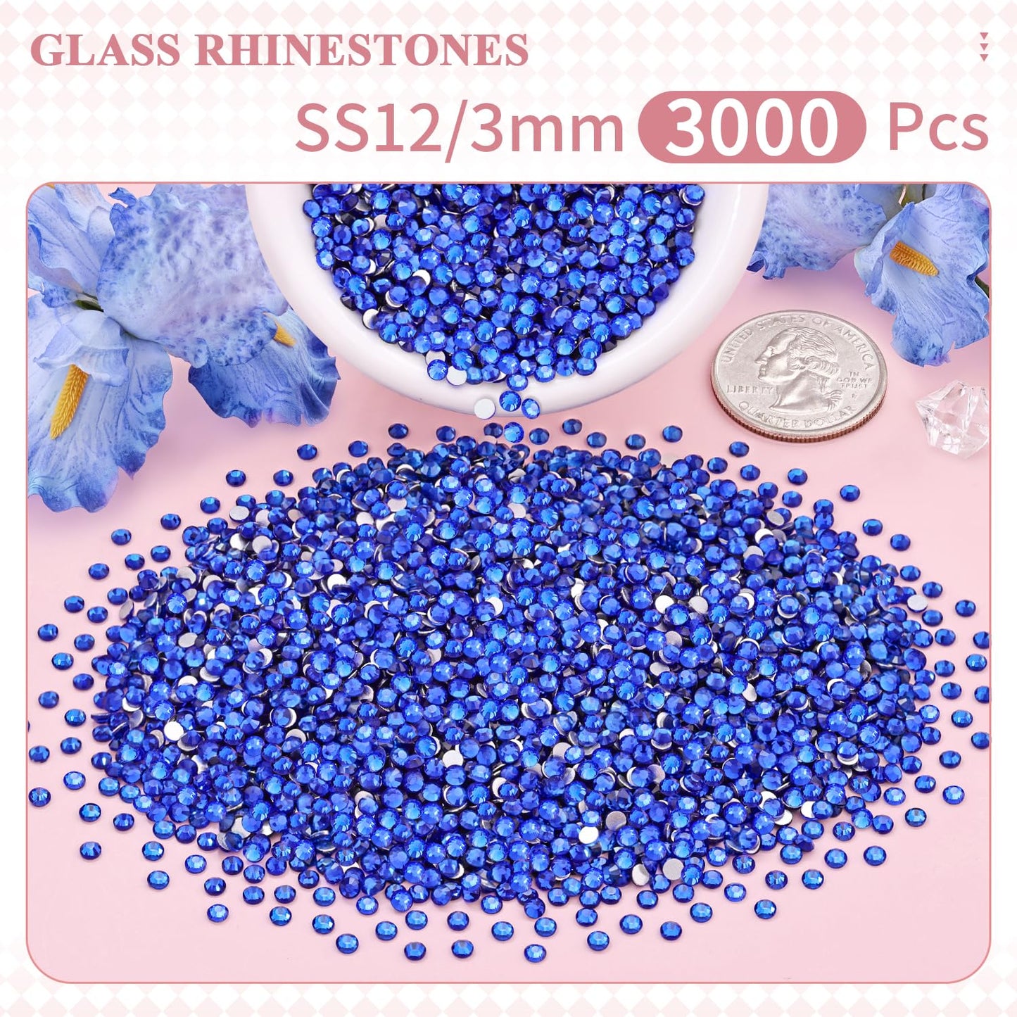 5000PCS SS6/2mm Glass Crystal Rhinestones (Clear), Bedazzling Flatback Rhinestones for Crafting DIY Crafts Nail Art Makeup Decoration, Gems Diamond Charms for Tumbler Shoes Clothing Mug