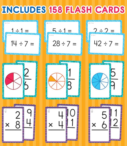 Carson Dellosa Addition, Subtraction, Division, and Multiplication Flash Cards, 4 Sets of Flashcards, Math Games for Kids 8-12, 3rd Grade Mathematics and Up